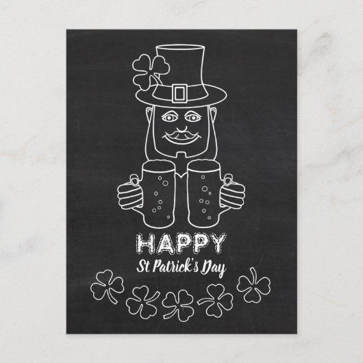 Chalkboard Leprechaun, St Patrick's Day Briefkaart (Voorkant)