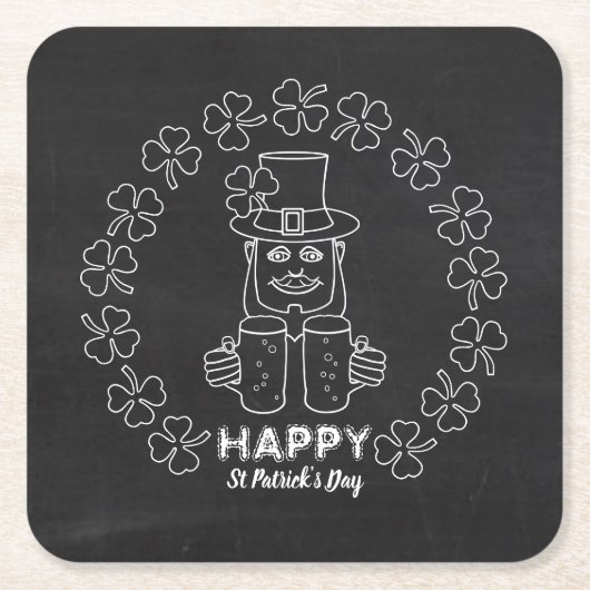 Chalkboard Leprechaun, St Patrick's Day Kartonnen Onderzetters (Voorkant)