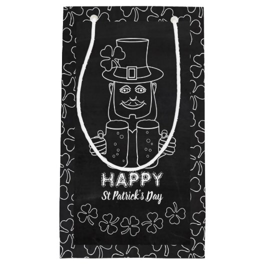 Chalkboard Leprechaun, St Patrick's Day Klein Cadeauzakje (Voorkant)