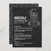 Chalkboard Leprechaun, St Patrick's Day Menu Kaart (Voorkant / Achterkant)