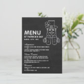 Chalkboard Leprechaun, St Patrick's Day Menu Kaart (Staand voorkant)