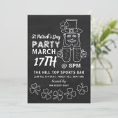 Chalkboard Leprechaun, St Patrick's Day Party Kaart (Staand voorkant)