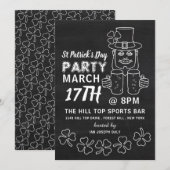 Chalkboard Leprechaun, St Patrick's Day Party Kaart (Voorkant / Achterkant)