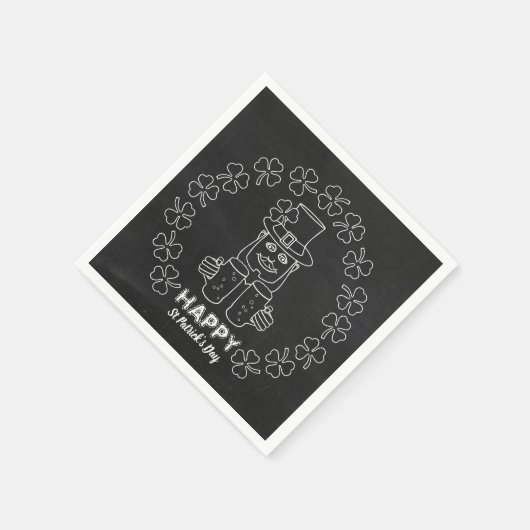 Chalkboard Leprechaun, St Patrick's Day Party Servet (Hoek)