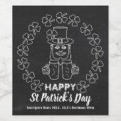 Chalkboard Leprechaun, St Patrick's Day Party Wijn Etiket (Enkel label)