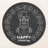 Chalkboard Leprechaun, St Patrick's Day Ronde Kartonnen Onderzetter (Voorkant)