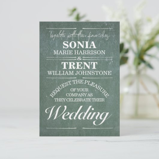 Chalkboard leraar bruiloft kaart (Staand voorkant)