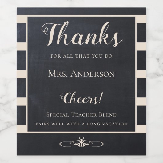 Chalkboard leraar dank je wijnlabel wijn etiket (Enkel label)