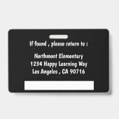 Chalkboard leraar ID-kaart met districtszegel Badge (Back)