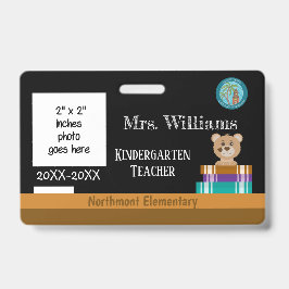 Chalkboard leraar ID-kaart met districtszegel Badge