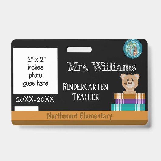 Chalkboard leraar ID-kaart met districtszegel Badge (Front)