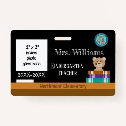 Chalkboard leraar ID-kaart met districtszegel Badge (Voorkant)