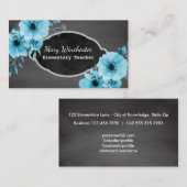 Chalkboard-leraar | Tutor Education Floral Visitekaartje (Voorkant / Achterkant)
