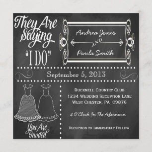 Chalkboard Lesbian Wedding Invitations Kaart