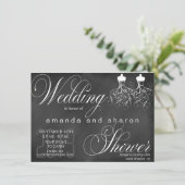 Chalkboard Lesbian Wedding Shower Uitnodiging (Staand voorkant)