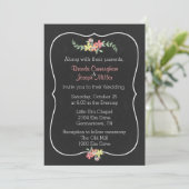 Chalkboard Let Floral Wedding Invitation Kaart (Staand voorkant)