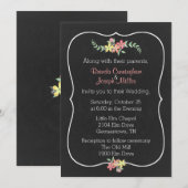 Chalkboard Let Floral Wedding Invitation Kaart (Voorkant / Achterkant)