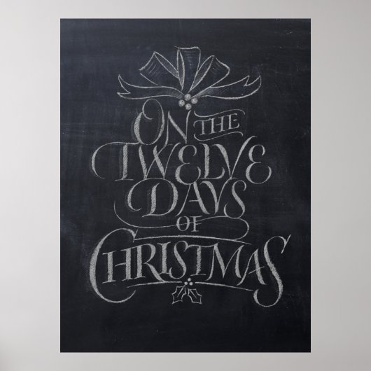 Chalkboard Lettering '12 dagen Kerstmis' Modern Poster (Voorkant)
