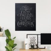 Chalkboard Lettering '12 dagen Kerstmis' Modern Poster (Thuiskantoor)