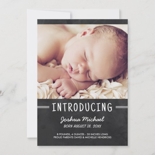 Chalkboard Lettering 1-Foto geboorteaankondiging Aankondiging (Voorkant)