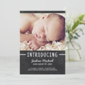 Chalkboard Lettering 1-Foto geboorteaankondiging Aankondiging (Staand voorkant)