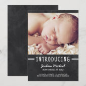 Chalkboard Lettering 1-Foto geboorteaankondiging Aankondiging (Voorkant / Achterkant)