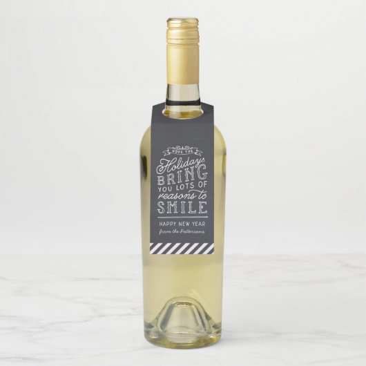 Chalkboard Lettering Gepersonaliseerd Gelukkig Nie Flessenhanger (Op fles)