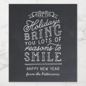 Chalkboard Lettering Gepersonaliseerd Gelukkig Nie Wijn Etiket (Enkel label)