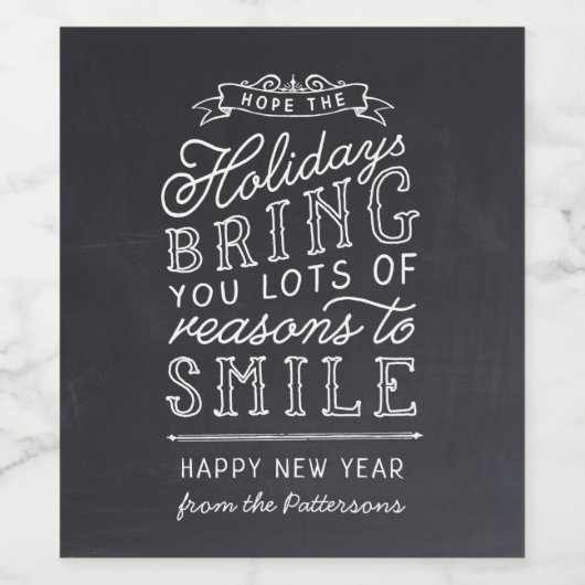 Chalkboard Lettering Gepersonaliseerd Gelukkig Nie Wijn Etiket (Enkel label)