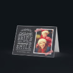 Chalkboard Lettering Holiday-fotokaart Feestdagen Kaart<br><div class="desc">Betaalbare, op maat gemaakte kerstfotokaarten met eenvoudige sjablonen voor aanpassing. Dit leuke ontwerp is te maken met een leuke, met de hand geschreven stijl typografie op een faux achtergrond op het bord met rode gestreepte washi-tape rond je foto. In de tekst staat: "Hoop dat de feestdagen je om veel redenen...</div>