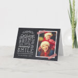 Chalkboard Lettering Holiday-fotokaart Feestdagen Kaart<br><div class="desc">Betaalbare, op maat gemaakte kerstfotokaarten met eenvoudige sjablonen voor aanpassing. Dit leuke ontwerp is te maken met een leuke, met de hand geschreven stijl typografie op een faux achtergrond op het bord met rode gestreepte washi-tape rond je foto. In de tekst staat: "Hoop dat de feestdagen je om veel redenen...</div>