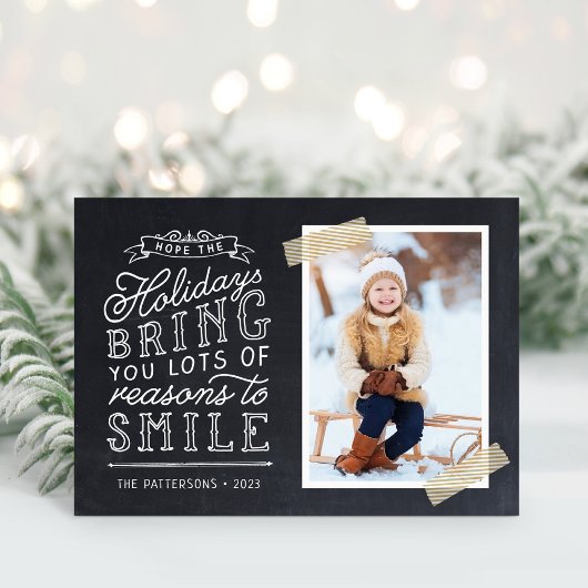 Chalkboard Lettering Holiday-fotokaart Feestdagen Kaart