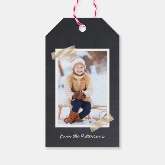 Chalkboard Lettering Holiday Photo Gift Labels Cadeaulabel (Achterkant)