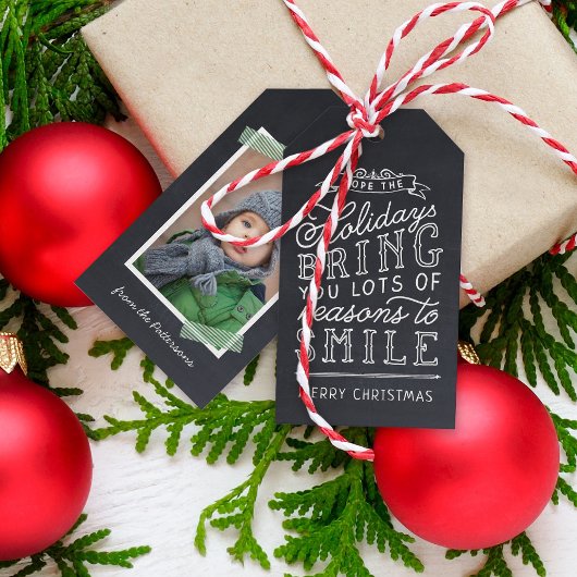 Chalkboard Lettering Holiday Photo Gift Labels Cadeaulabel