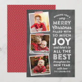 Chalkboard Lettering Multi Photo Christmas Kaart (Voorkant / Achterkant)