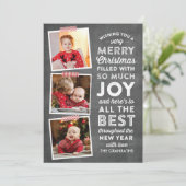 Chalkboard Lettering Multi Photo Christmas Kaart (Staand voorkant)