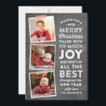 Chalkboard Lettering Multi Photo Christmas Kaart<br><div class="desc">Verspreid deze feestdag met deze multi-foto typografische kerstkaart met een krijtbord achtergrond en feestelijke rode en witte washi tape accenten.</div>
