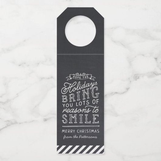 Chalkboard Lettering Persoonlijke kerstcadeaus Flessenhanger (Voorkant)