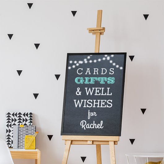 Chalkboard Lichten Blauwgroen Cadeausetteken Poster