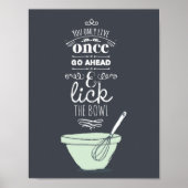 Chalkboard Lick the Bowl Quote Kitchen Art Print (Voorkant)