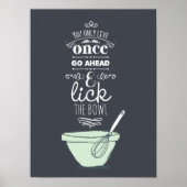 Chalkboard Lick the Bowl Quote Kitchen Art Print (Voorkant)