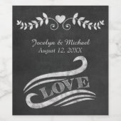 Chalkboard Liefde Bruiloft Wijn Etiket (Enkel label)