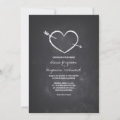 Chalkboard liefde hart rustieke bruiloft uitnodigi kaart (Voorkant)