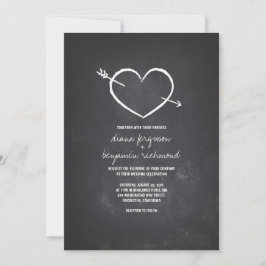 Chalkboard liefde hart rustieke bruiloft uitnodigi kaart