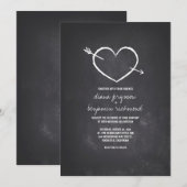 Chalkboard liefde hart rustieke bruiloft uitnodigi kaart (Voorkant / Achterkant)