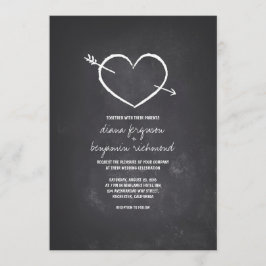 Chalkboard liefde hart rustieke bruiloft uitnodigi kaart