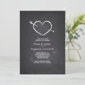 Chalkboard liefde hart rustieke verlovingsfeest kaart (Staand voorkant)