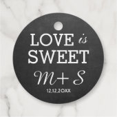 Chalkboard liefde is zoete bruiloft monogram bedankjes labels (Achterkant)