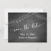Chalkboard Light Strings Kalligrafie Bewaar de dat Save The Date (Voorkant)