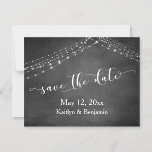 Chalkboard Light Strings Kalligrafie Bewaar de dat Save The Date